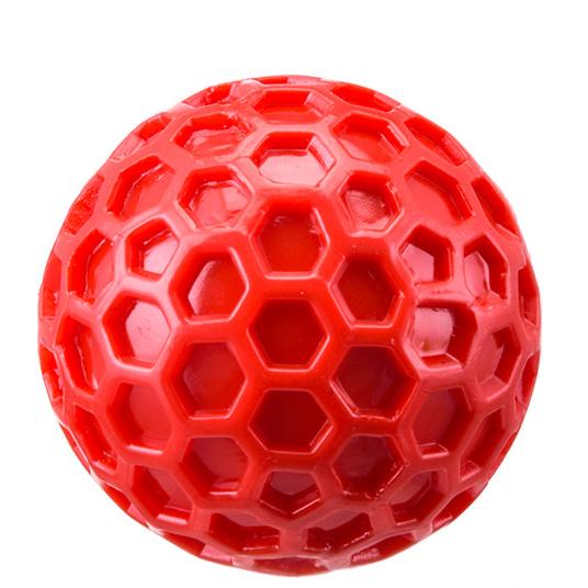 JTPAWS Indestructible Squeaky Blue Dog Ball Honeycomb Pattern Relieves Anxiety Cleans Teeth Interactive Chew Toy Aggressive (Red,Small) красный