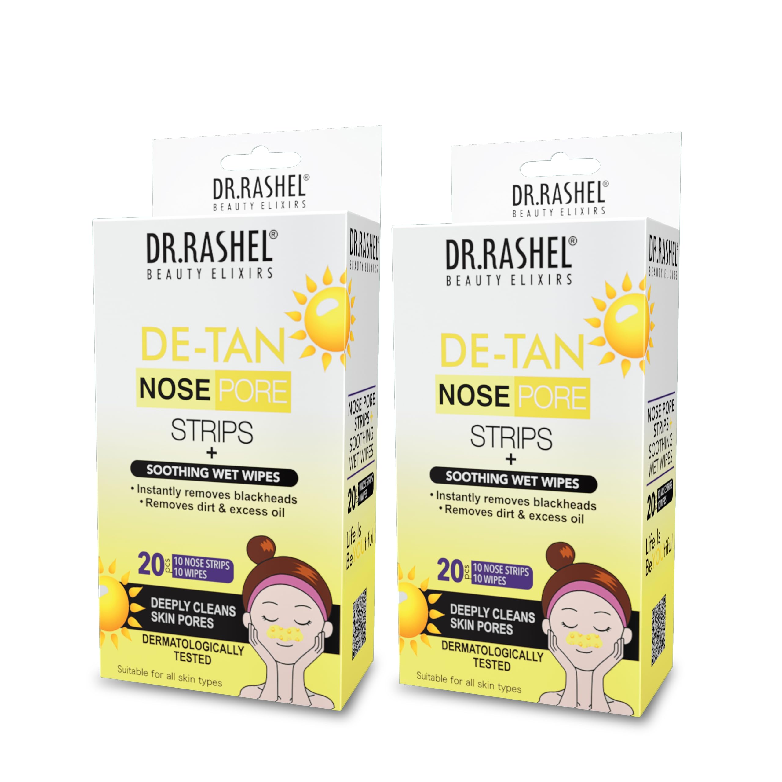 DR.RASHEL De-tan Nose Pore Strips | Blackhead Remover | Deep Cleansing Pore Care | Instant & Painless Blackhead Removal | Purifying Strips for Cl
