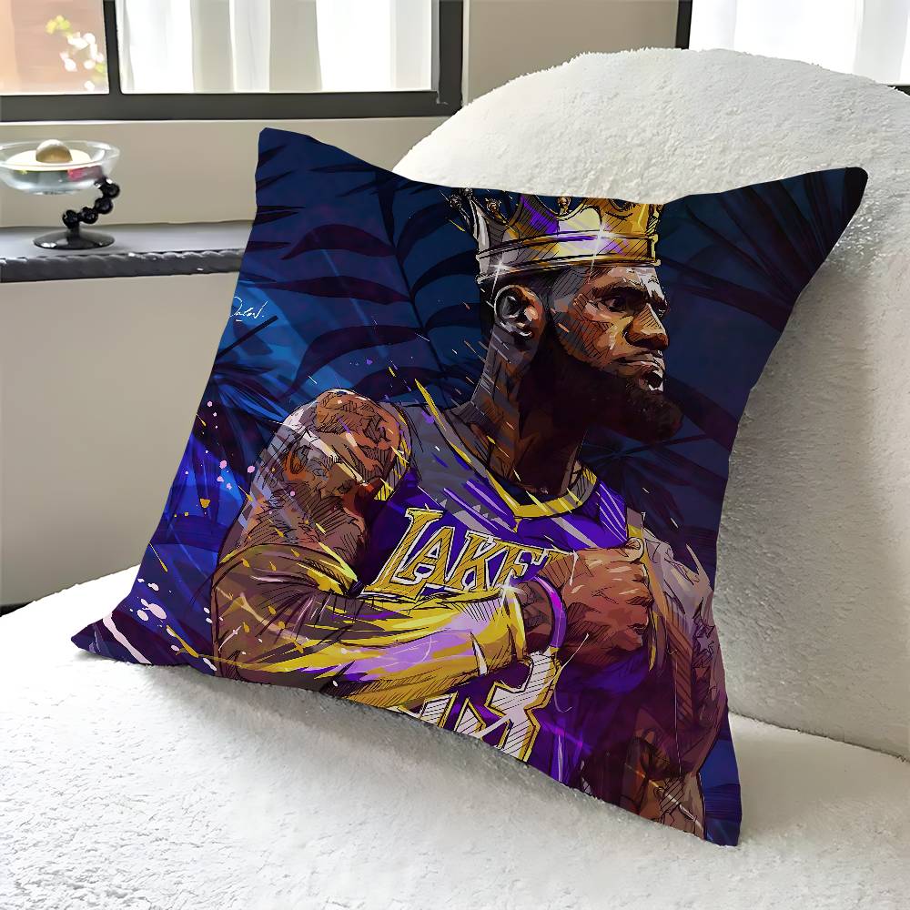 

Basketball Star L-LeBron J-James Cushion Cover Decorative Pillow Sofa Home Decor Case Pillow Cases 12x12Inch