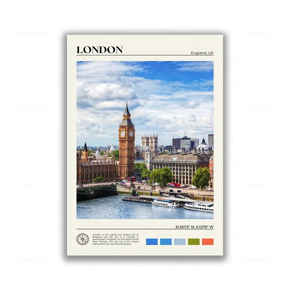 Modern Vintage Wall Art – Travel Scenery of Los Angeles and San Francisco HD Canvas Print Poster for Home and Living Room Decor