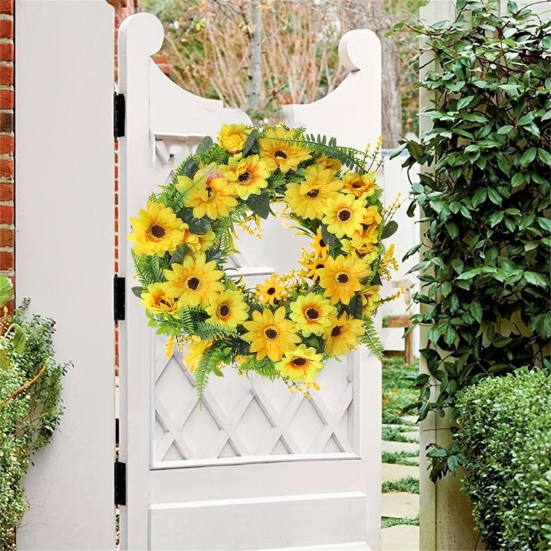 Artificial Sunflowers Wreath Front Door Wreath Spring Wreath for Front Door Farmhouses Garden Wedding Decorations