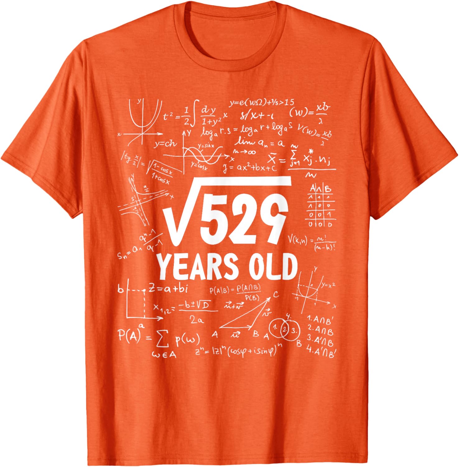 

Square Root 529 Years Old Math Birthday Gift Funny Graphic Tee Men Casual Short Sleeve T-Shirt 4XL