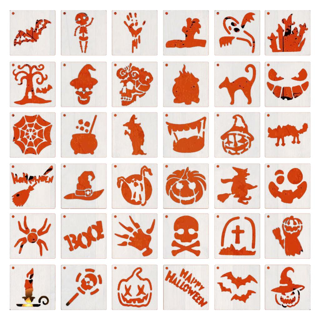 25Pcs Halloween Stencils for Crafts 3 Inch Drawing Template Drawing Craft Stencils for Painting On Wood Wall Pumpkin Home Decor