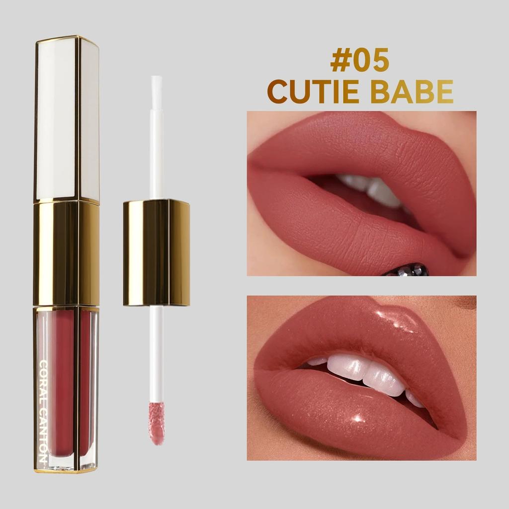 6-color Water-toned Double-head Lip Gloss Not Easy To Get Dipped In Cup Lipstick Multifunctional 2-in-1 Sexy Matte Nude Lip Gloss