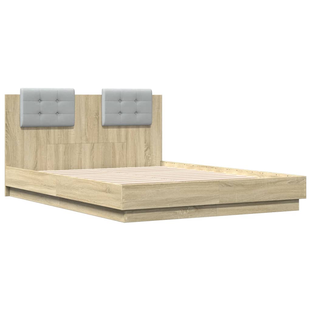 Bed Frame with Headboard Sonoma Oak 120x190 cm Wood Based Panel