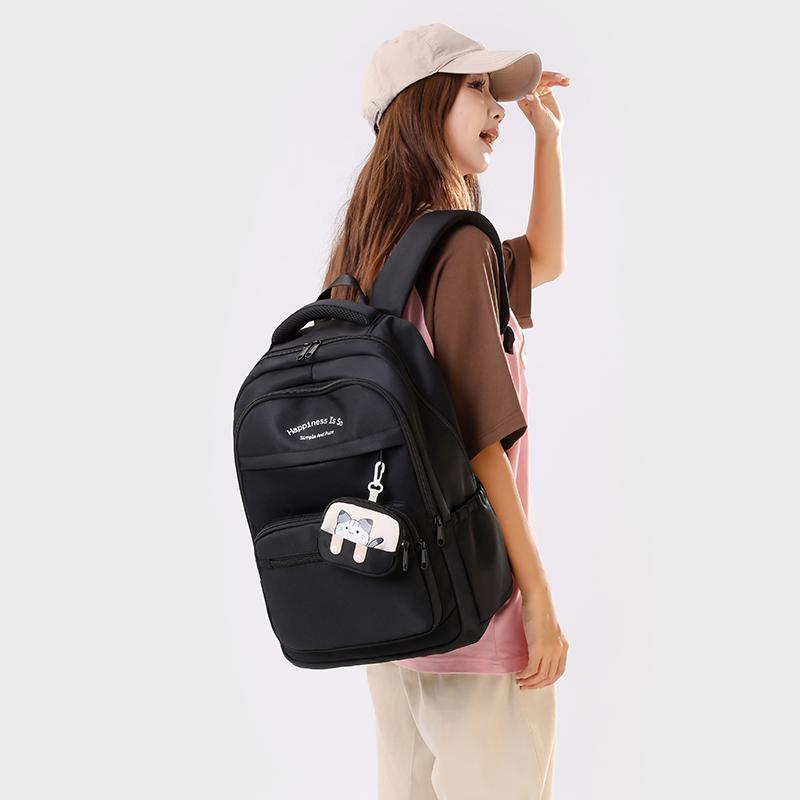 Primary School Student Schoolbag Color Block Women's Large Capacity Backpack