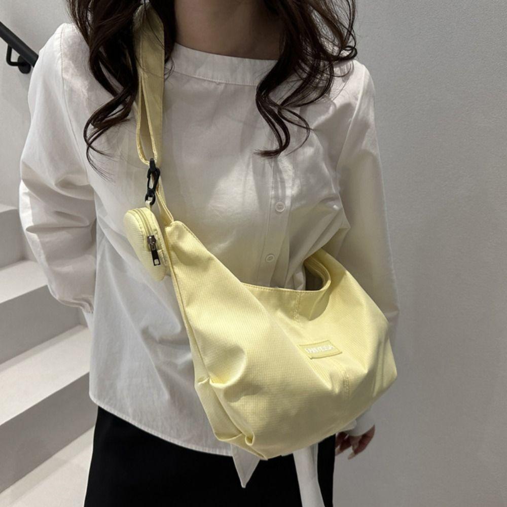 Cream Color Canvas Bag with Coin Purse Korean Style Simple Dumpling Bag  Women