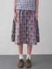 Enzo Blues Mix Check Banding Skirt (Red)