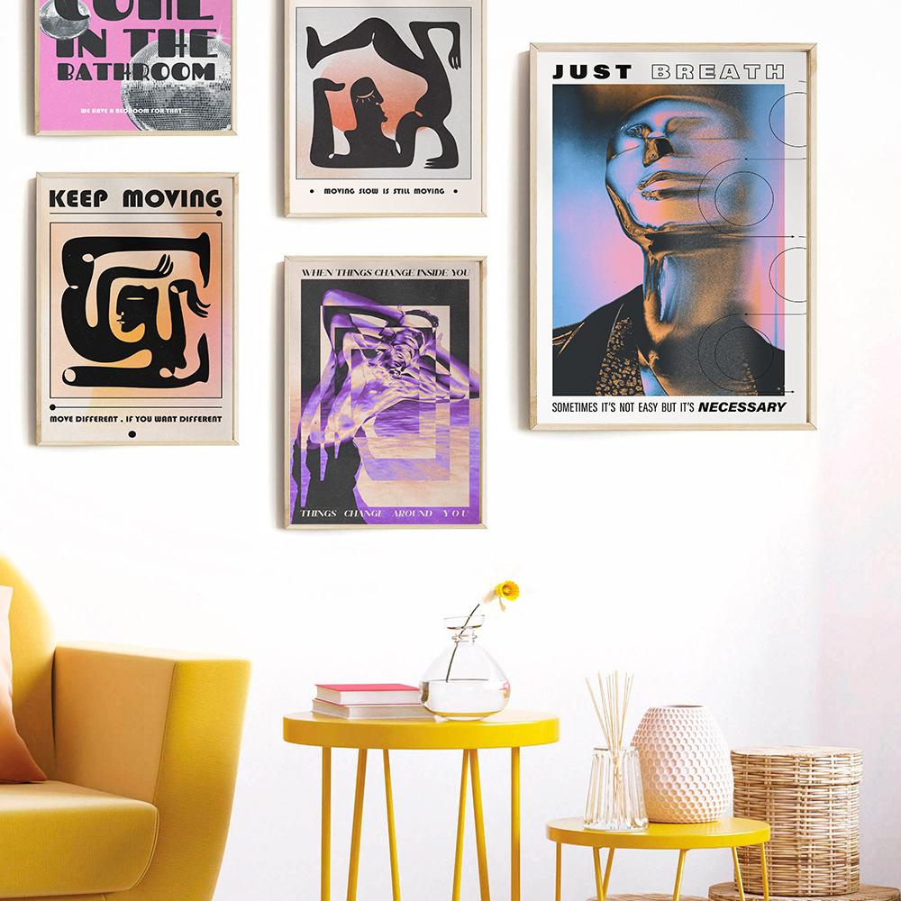 Retro Abstrakcyjny Gadient Psychodeliczny Ściana Gradient Kolor Plakat Malarstwo Moda Sztuka Inspiracja Płótno Wydruk Pokój Wystrój Domu