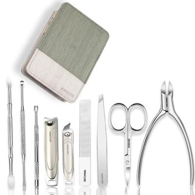 9-teiliges Maniküre-Set, Reise-Körperpflege-Set, Nagelwerkzeuge, Körperpflege-Set, Edelstahl-Nagelknipser, Ohrpickel-Löffel