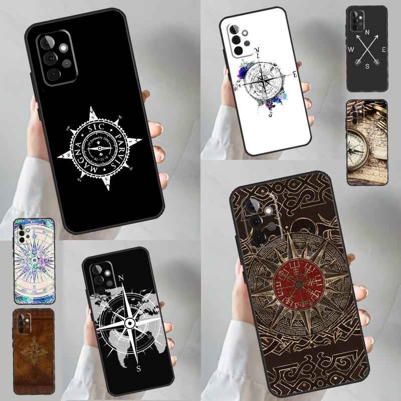Compass Phone Case For Samsung Galaxy A15 A25 A35 A55 A53 A33 A13 A52 A32 A12 A51 A71 A14 A34 A54