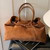 Suede Bag Women's Large Capacity 2025 New Autumn and Winter Versatile Retro Shoulder Underarm Bag Pleated Tote Bag