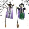 Flying Witch Hovering Witch with Lights Lighted Decoration Festive Props for Festival Outdoor Patio Activities Gathering Garden