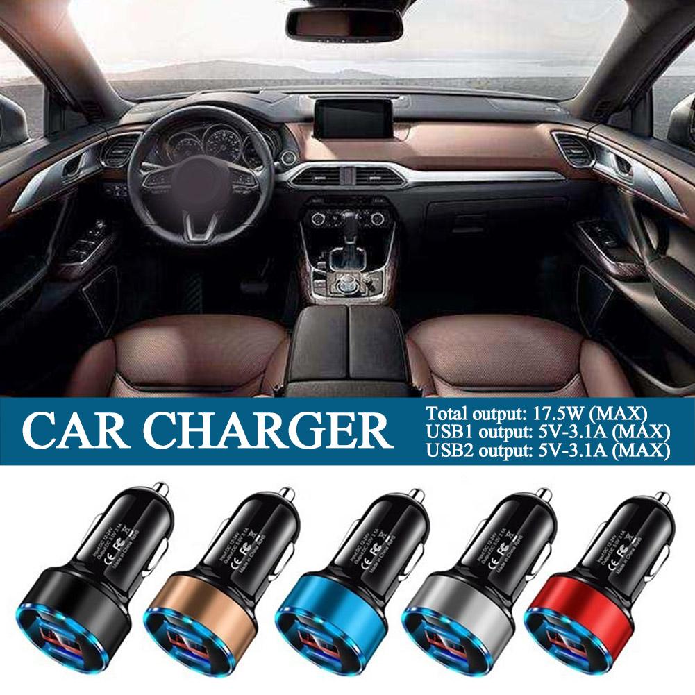 Car Charger For Cigarette Lighter Smart Phone USB Adapter Mobile Phone Charger Dual USB Digital Display Voltmeter Fast Charging