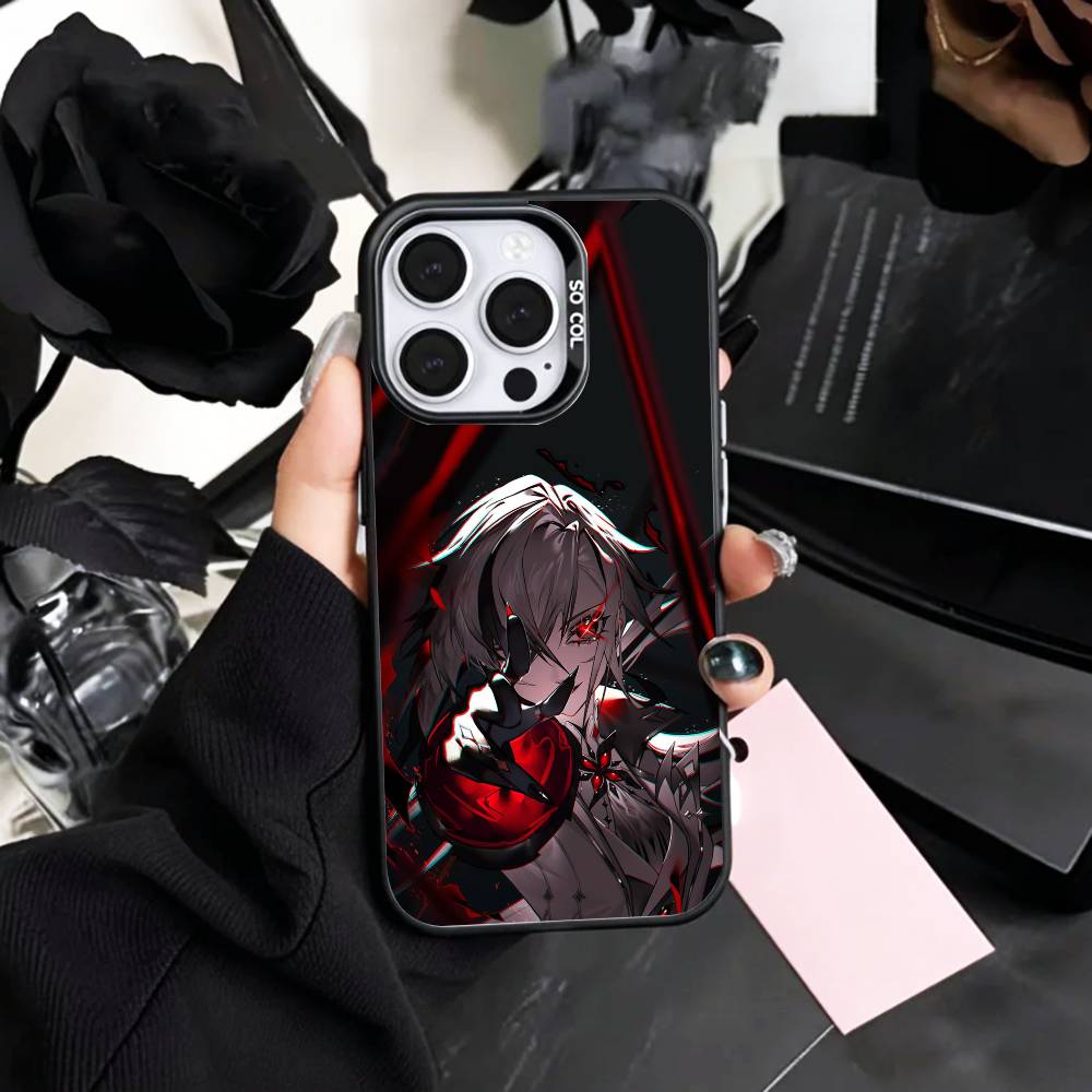 A-Arlecchino G-Genshin Impact Phone Case For iPhone17,16,15,14,13,12,11 Plus,Pro Max Colored Silver Plated Inside Cover