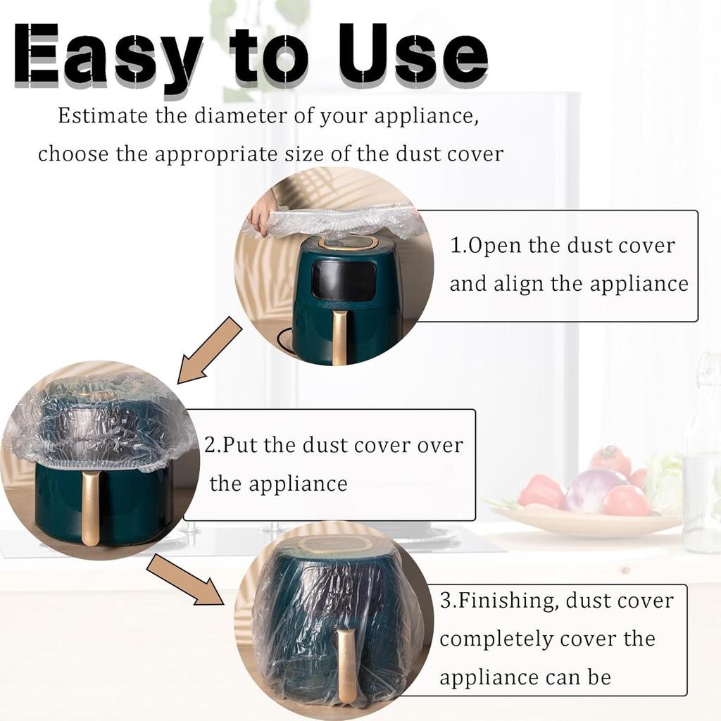 60 Clear Appliance Covers Thick Disposable Dust Protectors with Elastic for Small Kitchen Appliances Oven Pressure Cooker Toaster Air Fryer Pot