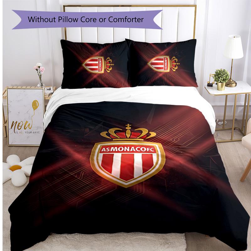 Monaco FC Printed 3PCS Bedding Set Breathable Duvet Cover with Pillowcases Decorative Bed Linen for Bedroom Home