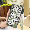Fashion Design Cute Phone Case For Tecno Camon17P Phone Holder Cartoon Back Cover Shockproof Panda Silicone Ring Lanyard