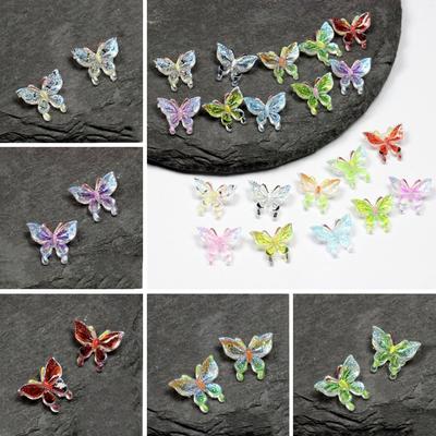 High Quality Phantom Color Materials Butterfly No Hole DIY Nail Patch 50Pcs Trinkets Wings Jewelry Making Handmade Accessories Patterned 11mm 3D