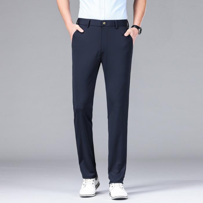 

Брюки мужские летние тонкие повседневные брюки мужские многоцветные на выбор свободные прямые деловые брюки из ледяного шелка 44 синий