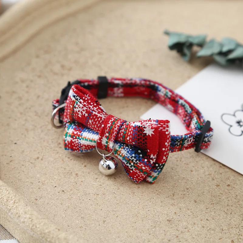 Adjustable Christmas Pet Collar with Bell and Bow for Small Dogs Cats Festive Party Costume Accessories 2026 New Year Gifts