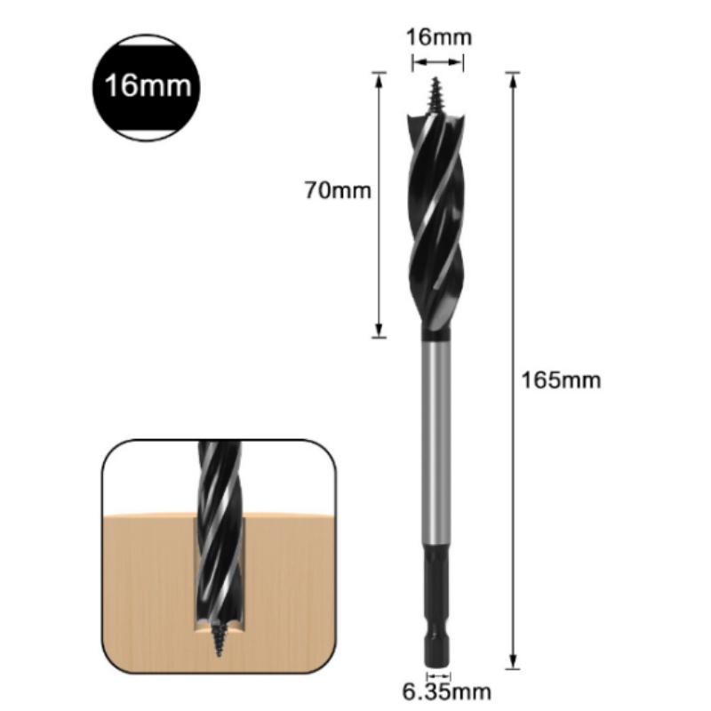 Bit Hexagonal Shank Supported Auger Four Slots Lengthened Twist Door Lock Opener Drawer Board Reaming Woodworking and Diy Tools