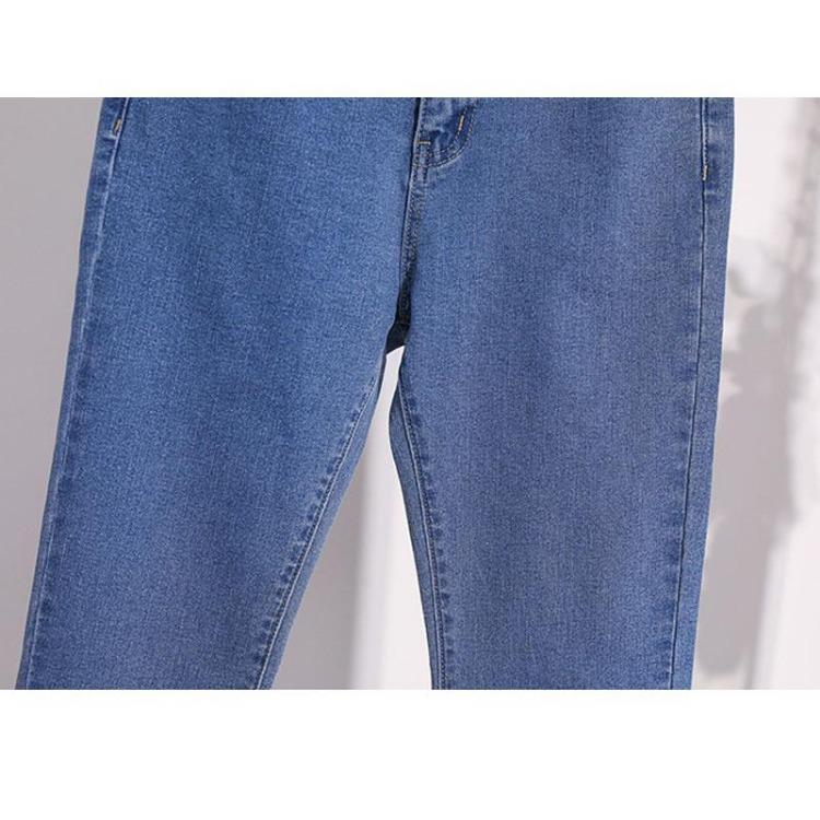 Blue Flare Jeans Pants for Women Plus Size 5XL Elastic Loose Casual Harem Trousers with Buttons Spring