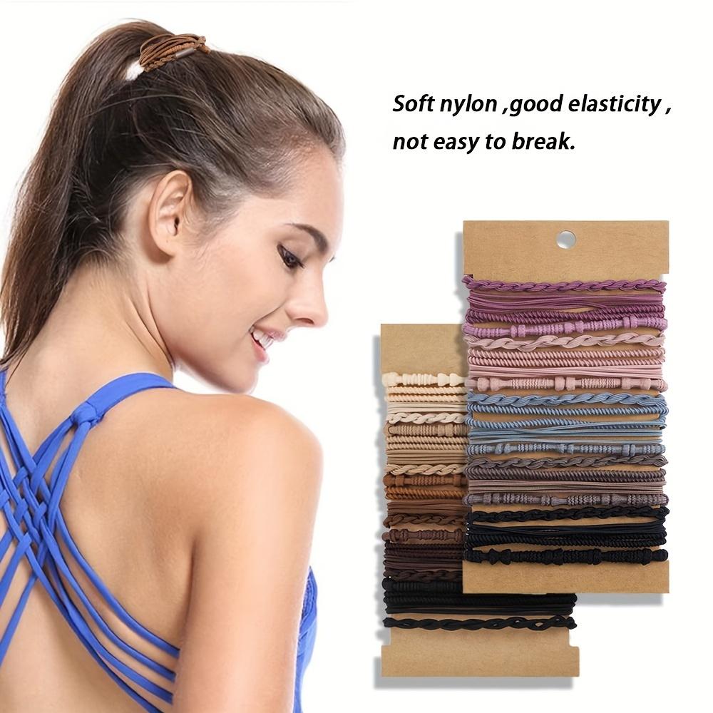 Braccialetti e Elastici per Capelli Bohemien da Donna in Tonalità Marroni, con 4 Stili Diversi di Elastici per Coda di Cavallo.