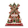 Wooden Holiday Tabletop Ornaments Christmas Windmill Ornament, 2D Rotating Decoration, Santa Gift for Family Centerpiece Table Mantel Shelf