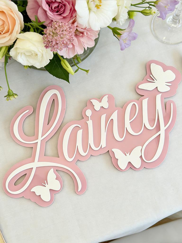 Custom Name Butterfly Wooden Name Sign 3D Layered Wall Hanging Plaque Baby Nursery Bedroom Decor Newborn Shower Birthday Gift