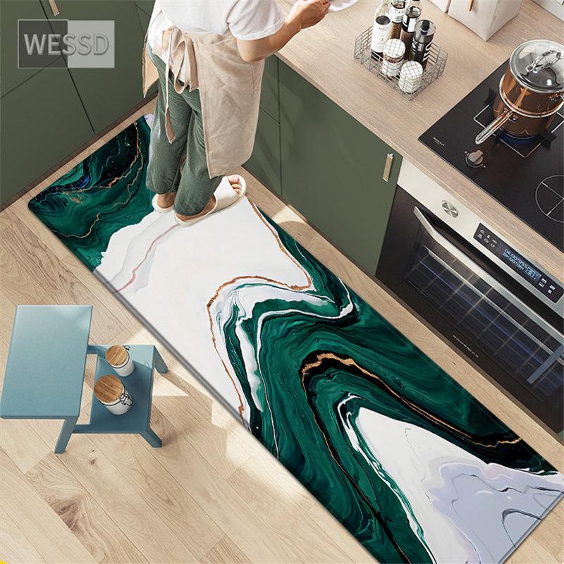 Green White Abstract Painting Rug For Kitchen Floor Small Living Room Carpet Soft Fashion Bedroom Mat Bathroom Rug
