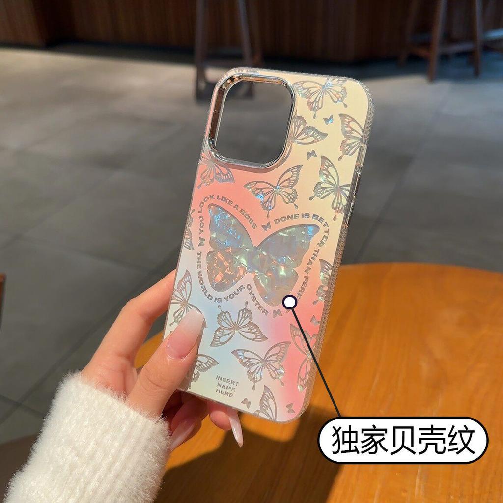 Suitable for iPhone11 Mobile Phone Case Matte Temperament Laser Butterfly Acrylic Advanced Women's Anti-drop Case