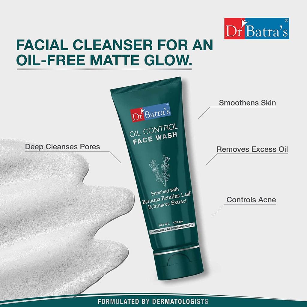 Dr Batra's Oil Control Face Wash 100g Pack of 1 Sulfate Silicone Soap Free Gel Cleanser