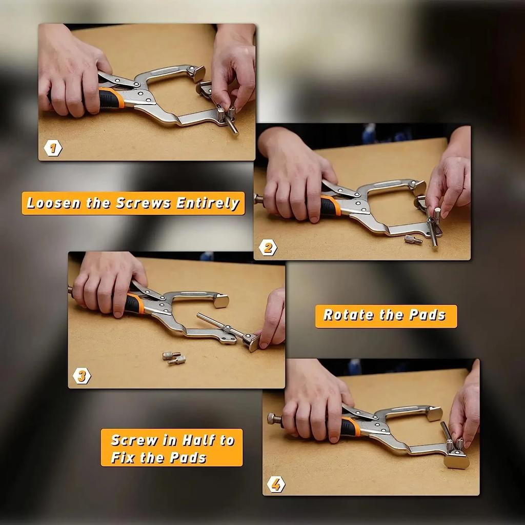 2PCS Pocket Hole Clamp 11" Right Angle Clamp Corner Clamp Tools Two Ways C- Clamp Woodworking and Pocket Hole Joinery