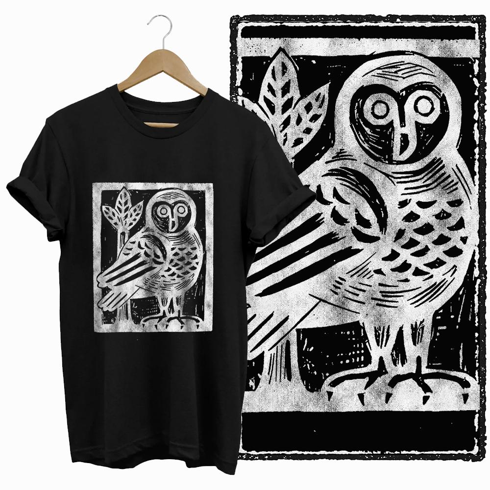 Coolmind DB 100% Cotton owl Print Exclusive Graphic women T shirt Cool BLACK women tshirt big size tshirt for women tee shirt