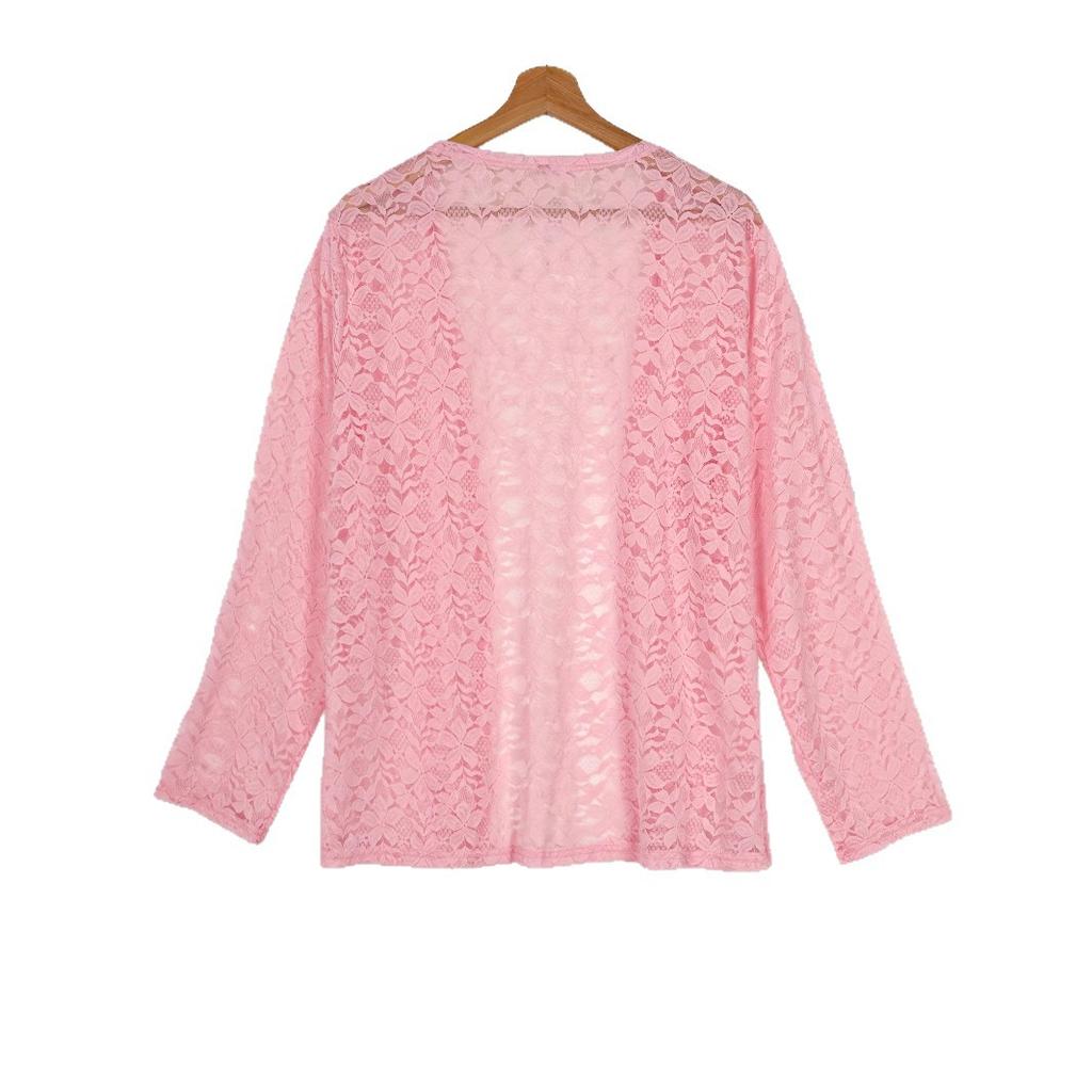 Ein neuer Herbst-Casual-Unifarbener, Vielseitiger, Durchbrochener Spitzen-Langarm-Kurz-Cardigan-Top