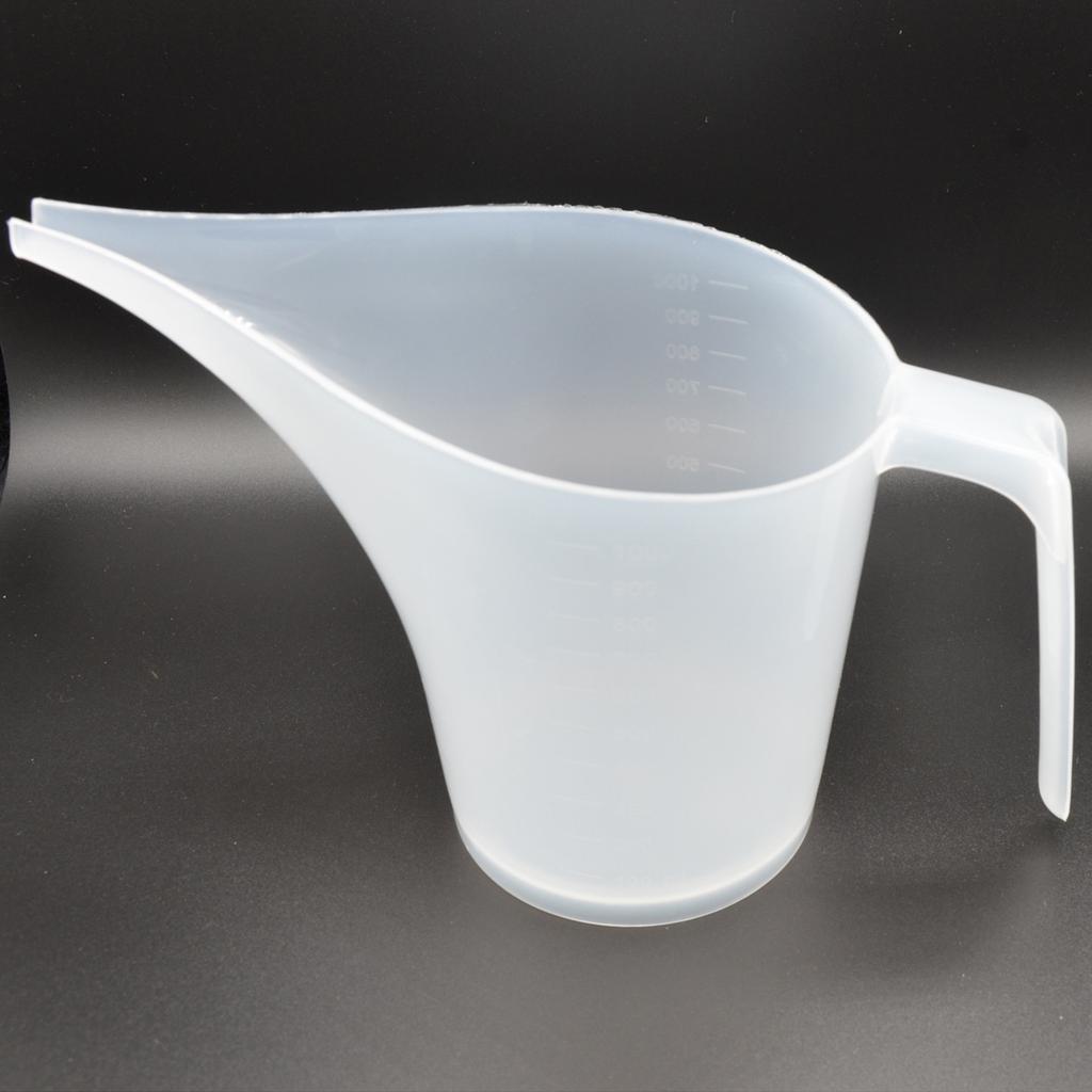 Easy Pour Measuring Cup with Funnel Spout Clear Plastic 1L Pastry Cake Making