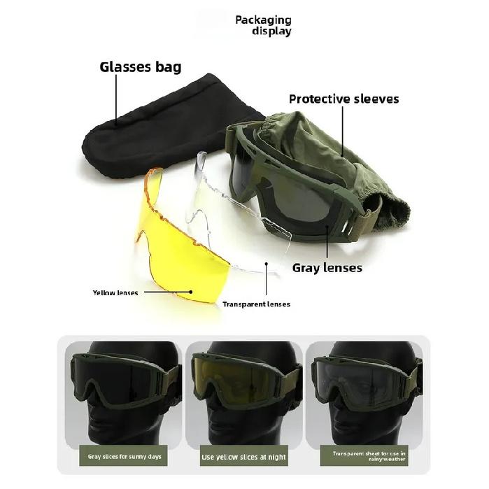 Explosion Proof Shooting Tactical Goggles Anti-impact CS War Game Airsoft Paintball Hunting Mounteering Goggles Glasses