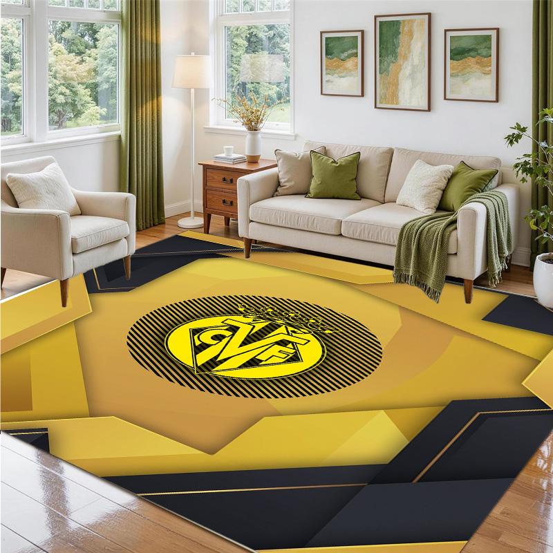 Villarreal FC Design Crystal Velvet Rug Soft Decorative Mat for Bedroom Entrance