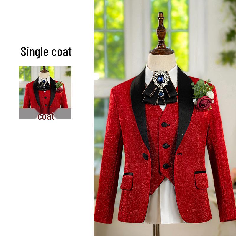 Boys' Silver Sequin Suit Set - Performance & Ceremony Outfit