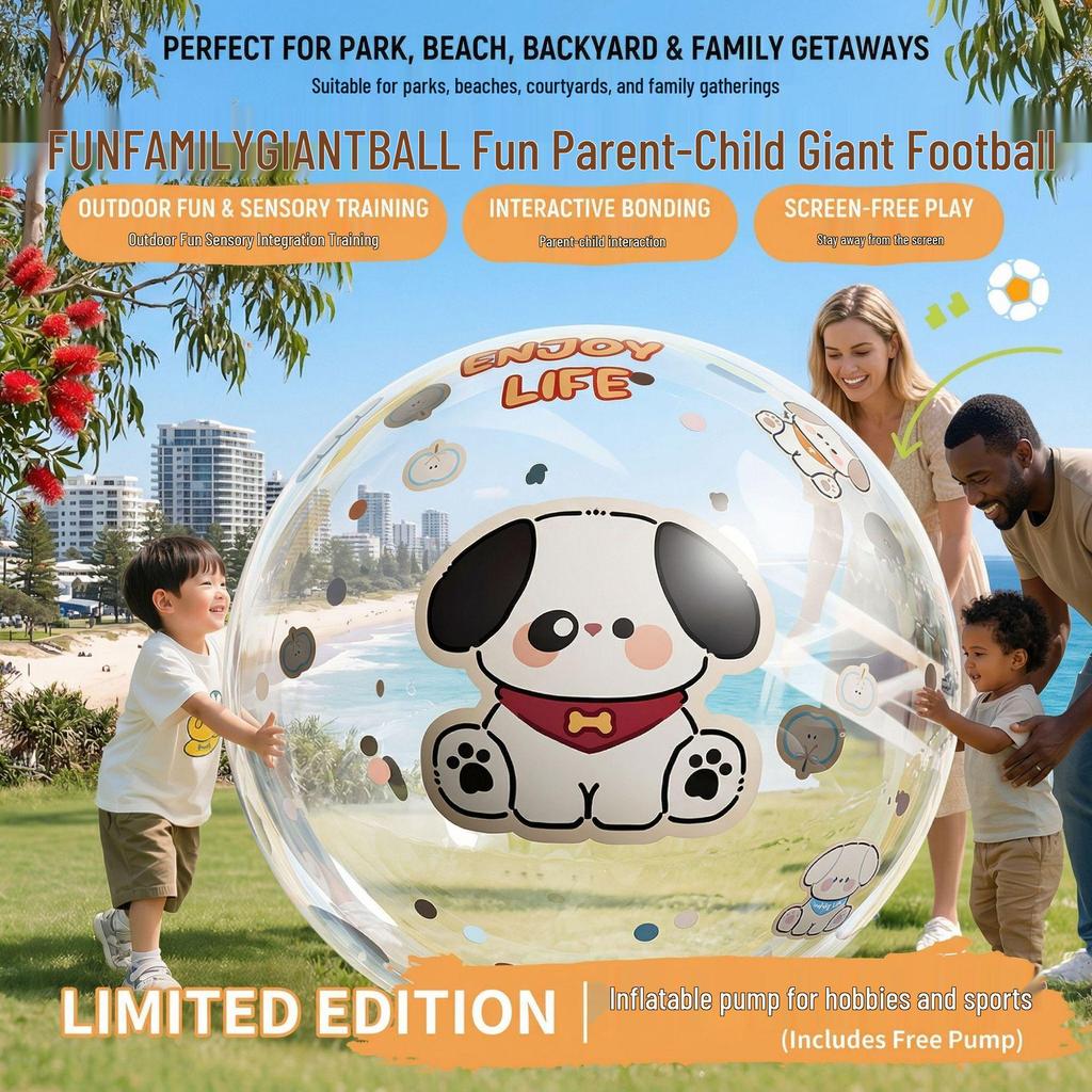 Inflatable Transparent Giant Football Beach Ball for Children and Parent-Child Interaction
