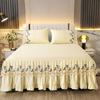 Solid Lace Embroidered Bedspread Mattress Protective Cover Polyester Bed Skirt Anti Slip and Dustproof Flounce Edge Bedsheet