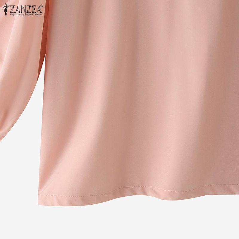 ZANZEA Women Casual V-Neck Long Sleeve Lace Patchwork Solid Color Loose Blouse