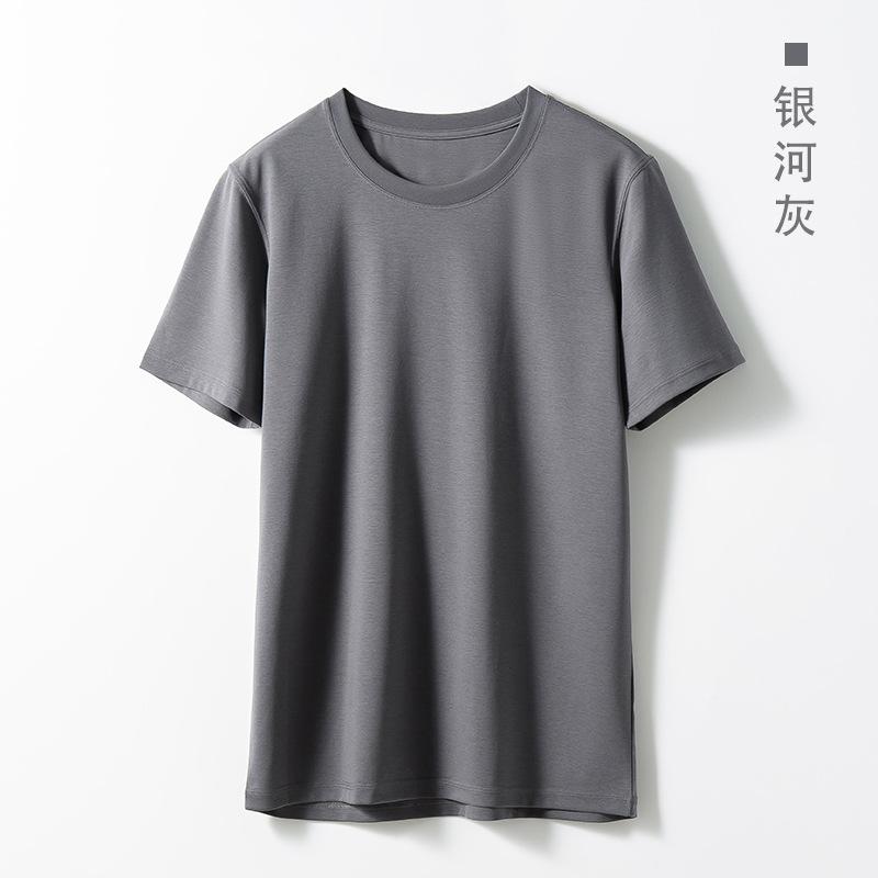 Mulberry silk mercerized short-sleeved T-shirt men's summer new Lenzing Modal half-sleeved bottoming shirt casual loose T-shirt