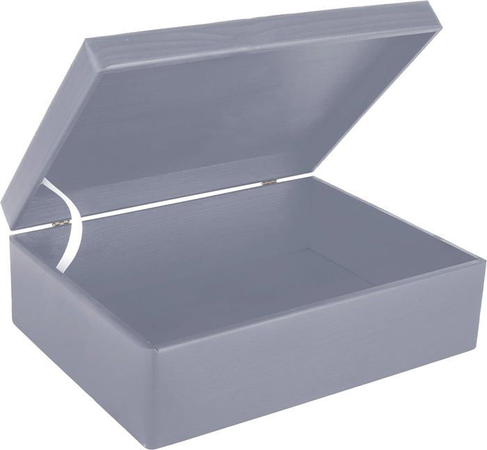 Boîte de rangement - Creative Deco - Gris - 40 x 30 x 14 cm - avec couvercle - Bois massif