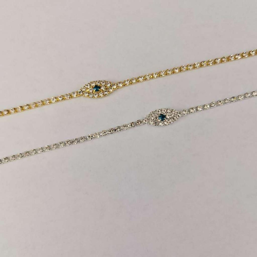 Accessories Rhinestone Anklet, Flash Diamond Blue Glasses Anklet, Summer Beach Simple Anklet Geometric Anklet