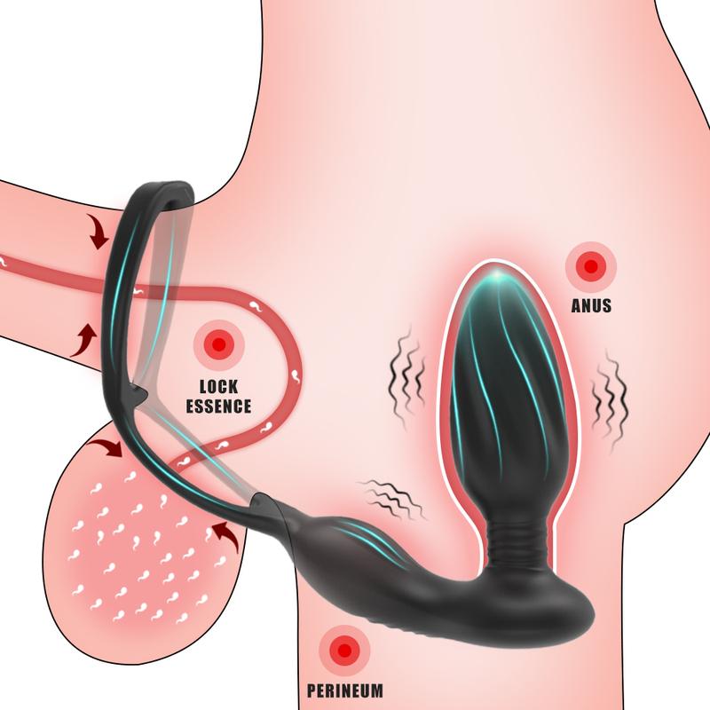 Remote Control Vibrator Butt Plug Anal Plug for Men Anal Stimulate Male Prostate Massager with Dual Penis Ring Sex Toy for Men