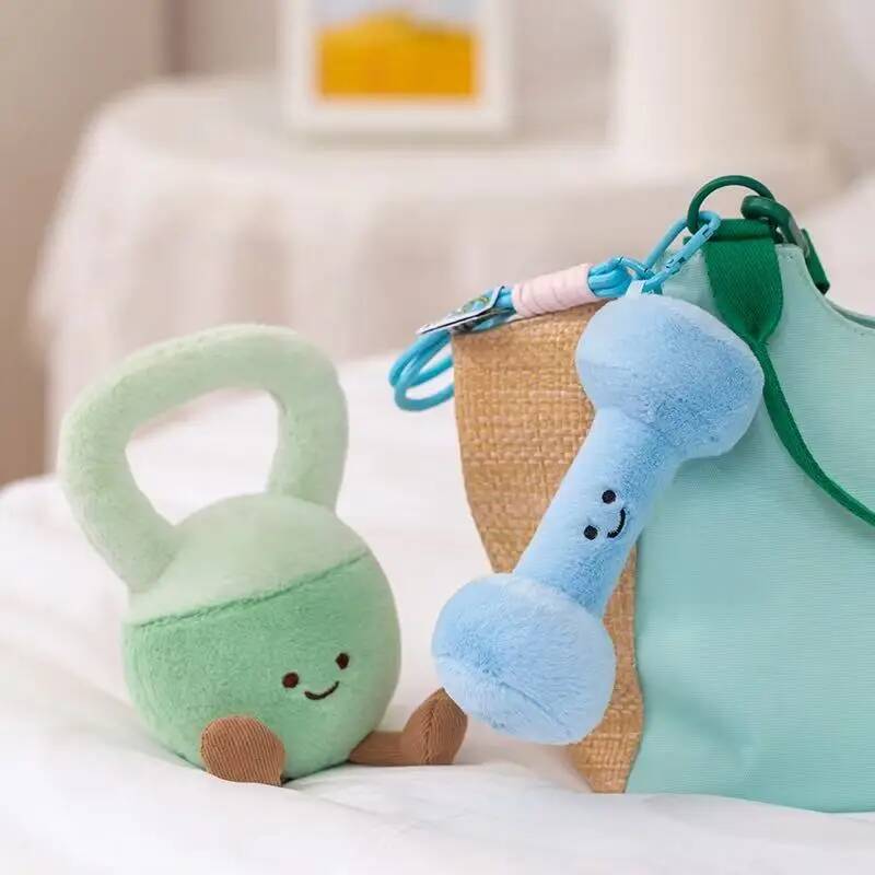 16/20cm simulation dumbbell kettlebell stuffed plush toy figurine cartoon anime cute pillow children's birthday gift fun doll