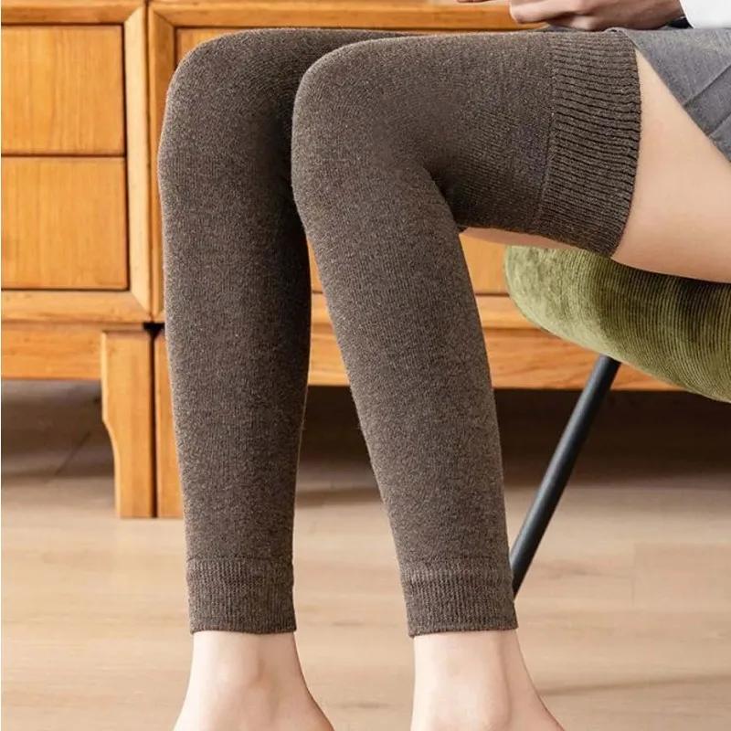 Women Winter Solid Color Leg Warmers Warm Knee High Socks Knitted Foot Cover Crochet Winter Thigh High Sock Boot Cuff Long Socks