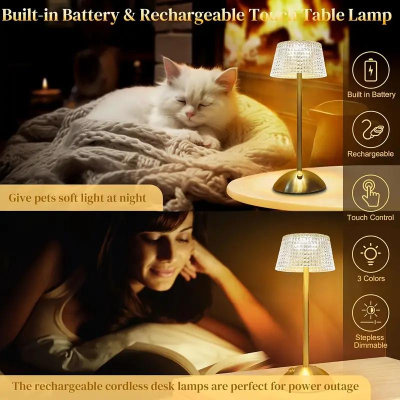 Crystal Decorative Desk Lamp with Adjustable Three Color USB Charging Suitable for Bedroom and Living Room Decoration